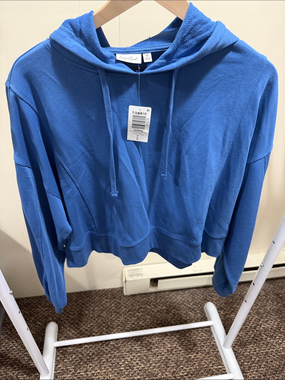 torrid Blue Cropped Drawstring Hoodie